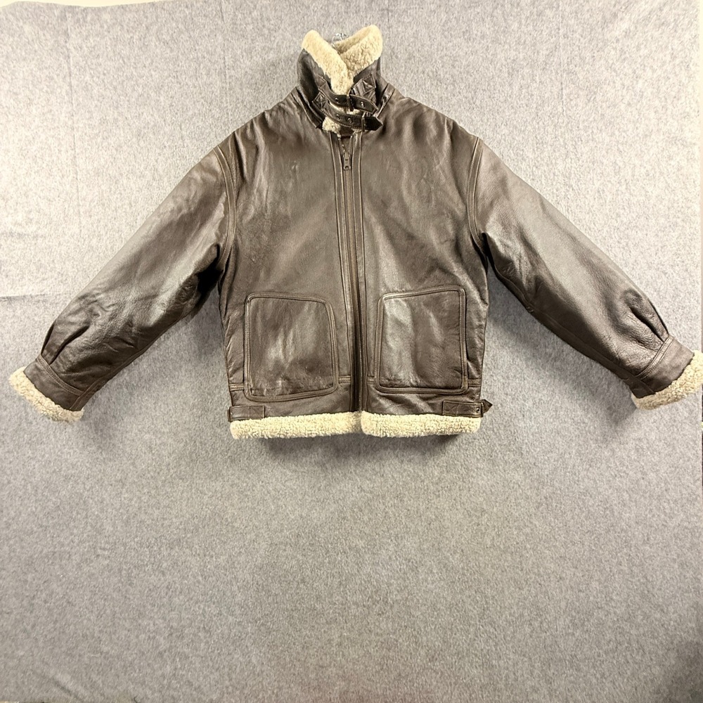 Wilsons Leather Men's B-3 Bomber Jacket S Brown Full Zip Leather Shell